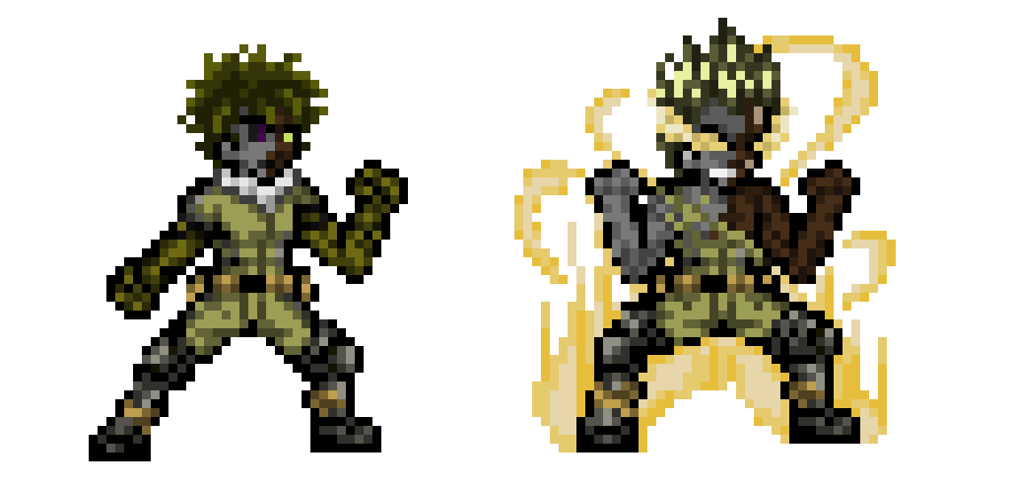 [6c26bc] Warrel Spurloyd/Cy-Shock - MHA Hero-Turned-Villain OC Fighting Stance and Battle Damaged Sprites (Hero Costume) (V1.5)