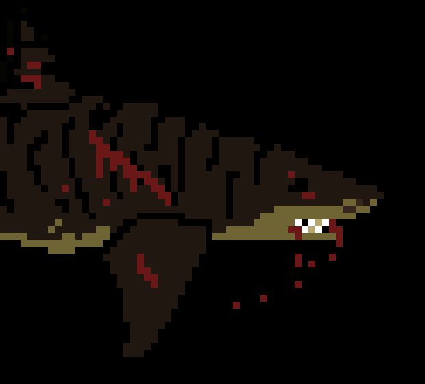 [013076] -[ The shark gets back under the water and grabs a seal, thrashing it at an extreme rate while still being near the swallows. ]-