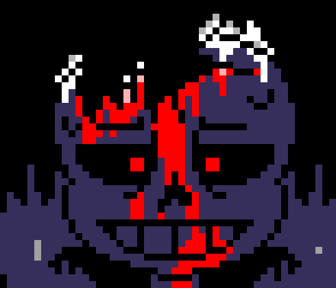 [7ce906] *(He'd knock down several trees, making a cabin.) -HorrorTale Sans