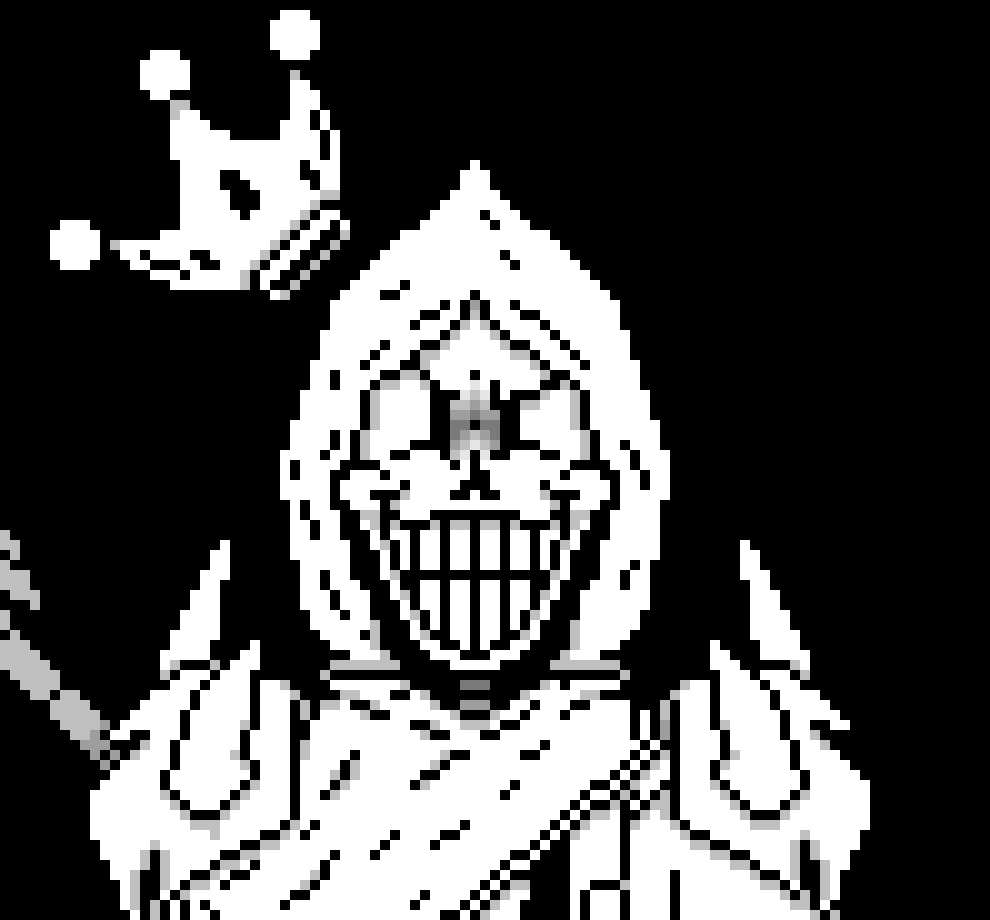 [471b7e] so the human came to papyrus and when they were about to slash him sans came in and got hit instead, teleporting pap away, papyrus kill the human and out of spite marches and gets the other souls, and splits them with flowey, flowey finds a way to get papyrus to another universe, and then papyrus comes to classic, he practically adopted a frisk, and hes a good father figure, except for the fact that he has 48 SOULS RN CANONICALLY