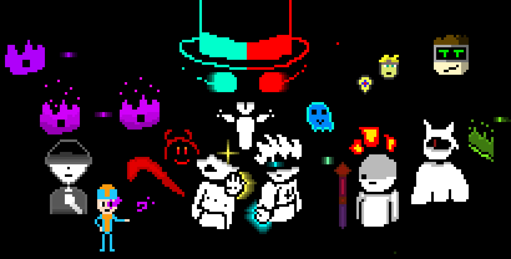 Alright, I know Xavier's not here, but I kept my promise. I added Chris to the Ultimate Team. I tried to take Derp's style for the original sprite and make it smaller, and add a raised fist. I also attempted shading from the eyes and from the bottom of the shirt.