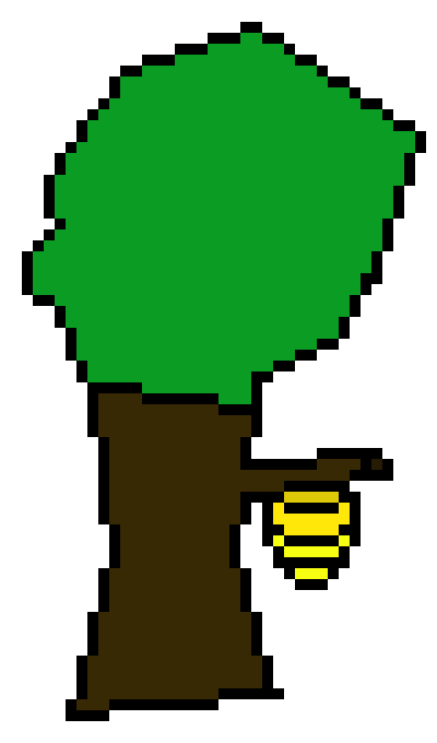 [38959e] tree with beehive on it