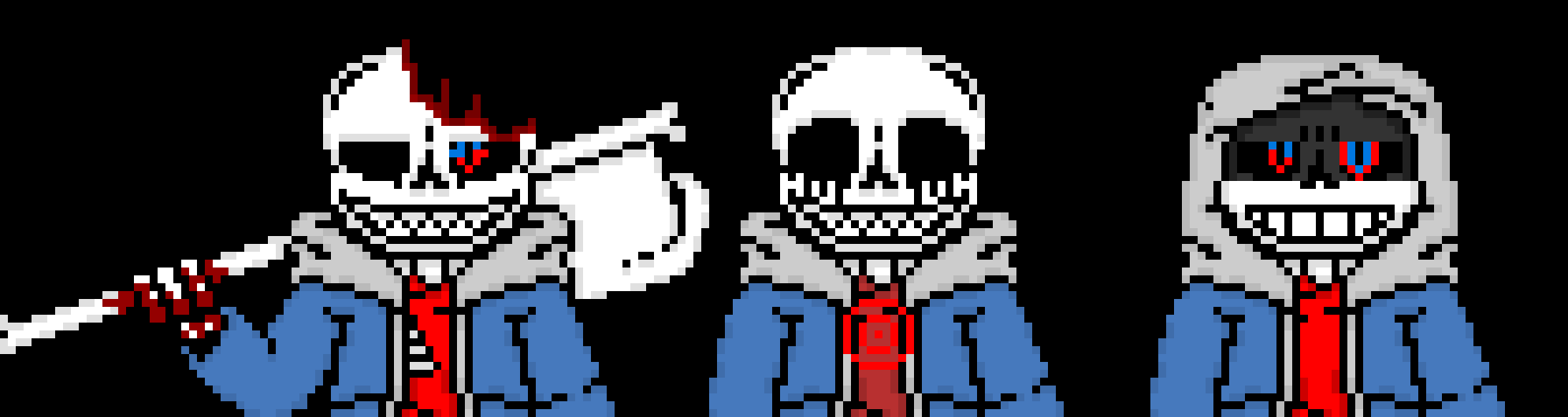 *killer and Horror tp and slash at Terror, then Dust slams a blaster onto Terror