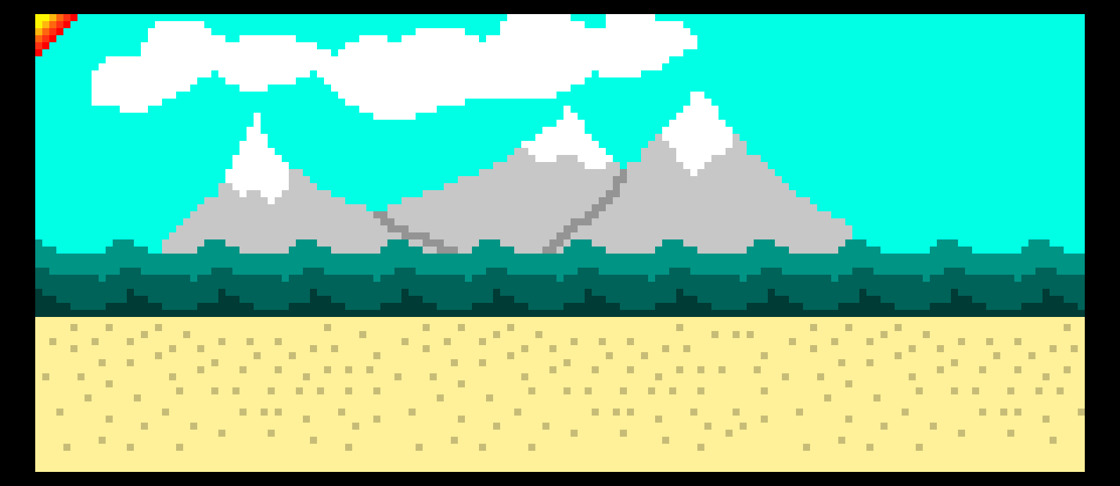 [f3c2be] Beach with Mountain Veiw