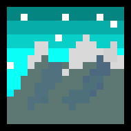 [aa9715] final pixel art of snowy mountain with starry winter night above