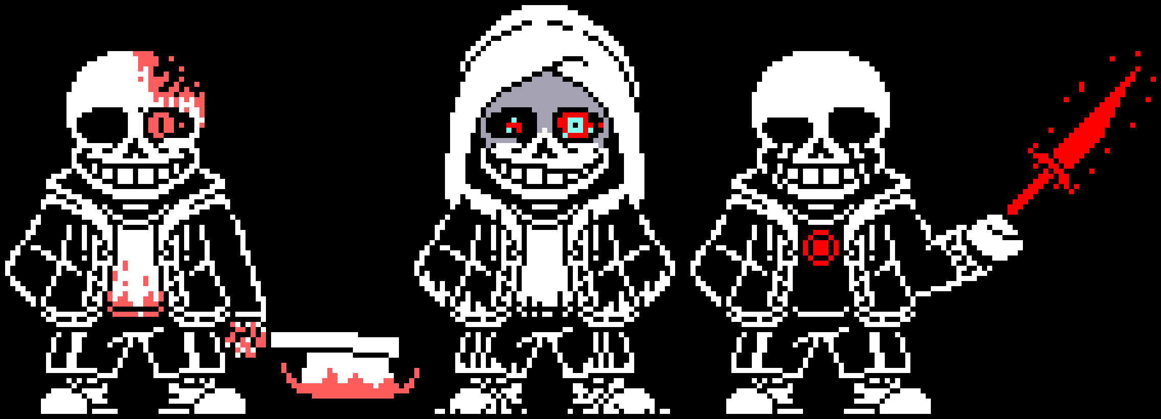 [8998f6] *Horror attack using axe, Dust use Gaster Blaster and Killer use Knife*