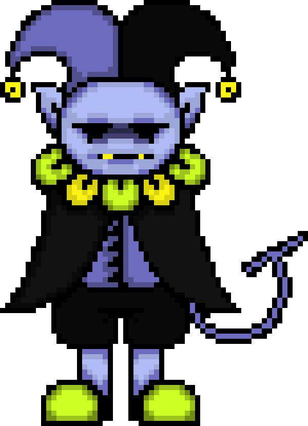 Jevil, but he doesnt have any arms, and like last time, hes not too happy about it.