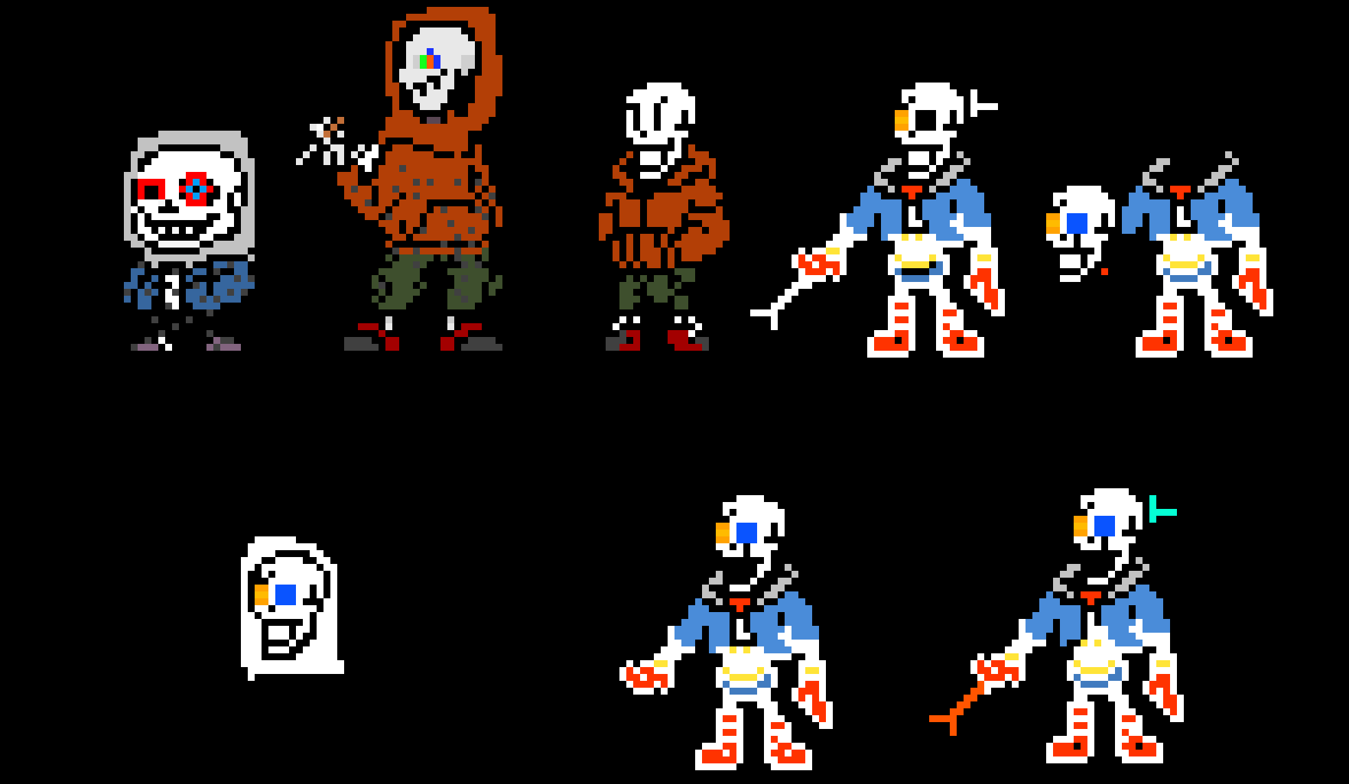 [af4498] Sans, Underswap Papyrus, TS!Underswap Papyrus And Disbelief Papyrus (deltarune style) [DESC]