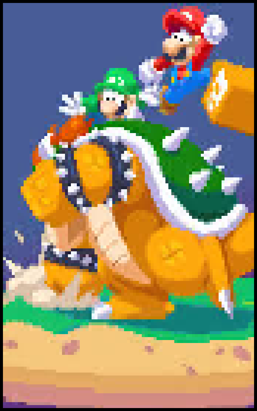 [75eae4] Mario And Luigi Fighting Bowser