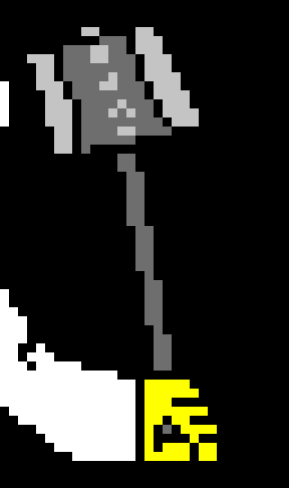 [5b2f3e] -swings hammer at a gold block and breaks it-
