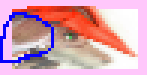 [2d9115] Thank you for your insight, Terrie. There was a red hat, correct, but I was trying to get the white hair (highlighted in blue) to seem noticable. -Meepsworth