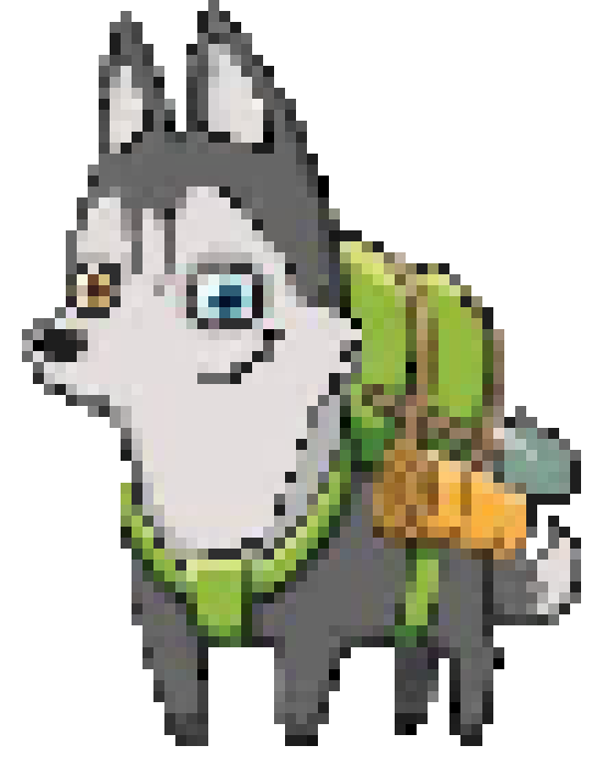 [28d435] Pixel hiker husky