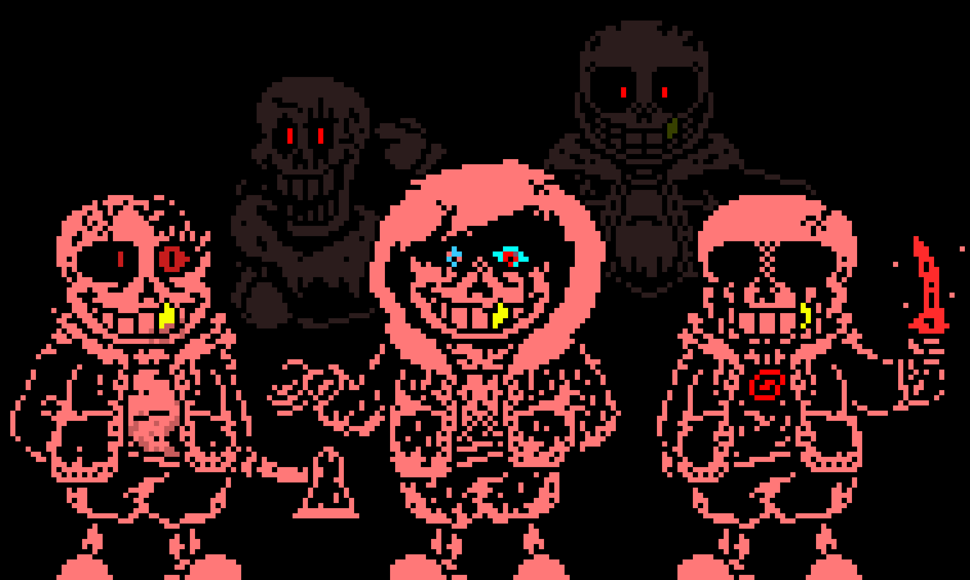 [95be89] Fallen Murder Time Trio + Ghost Papyrus and Insanity Sans | And dumbass idea, has been done... And someone might fix, this dunno who, but someone MIGHT... Fix it...