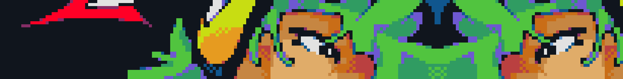 [8426a8] idk whats essential to the design but you gotta mix up whatever the line seperating the top and face is, idk if breaking the line up is the way bc you lowk might js butcher the face, that and the single pixel gap making it look like the little wee wee hole i think thats your problem