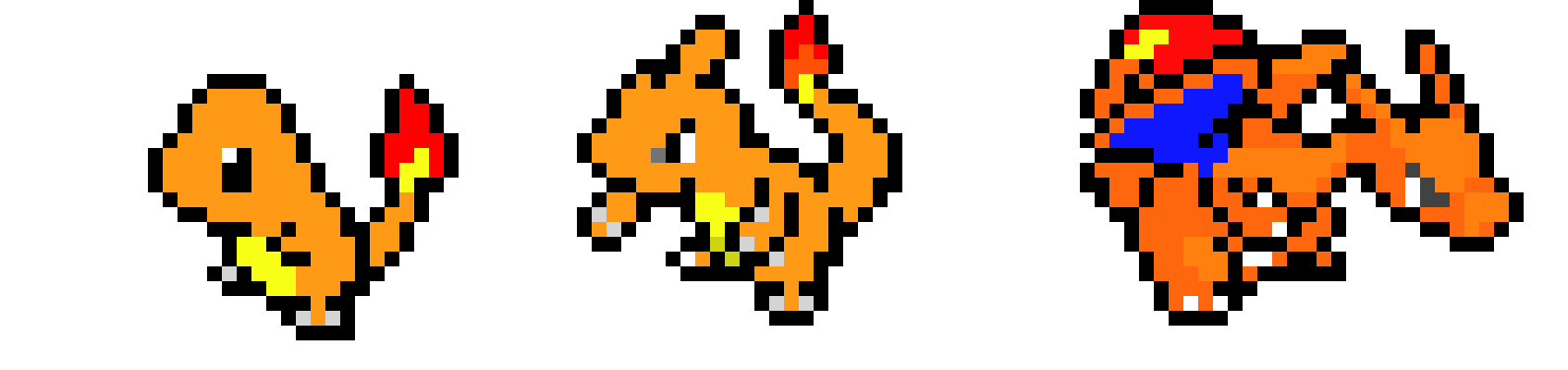 Charmander, Charmeleon, and Charizard