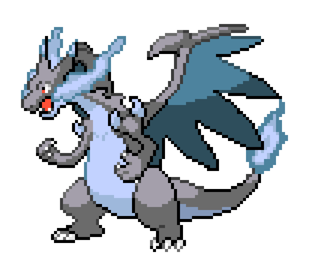 [b3f104] Dracaufeu bleu pixel art