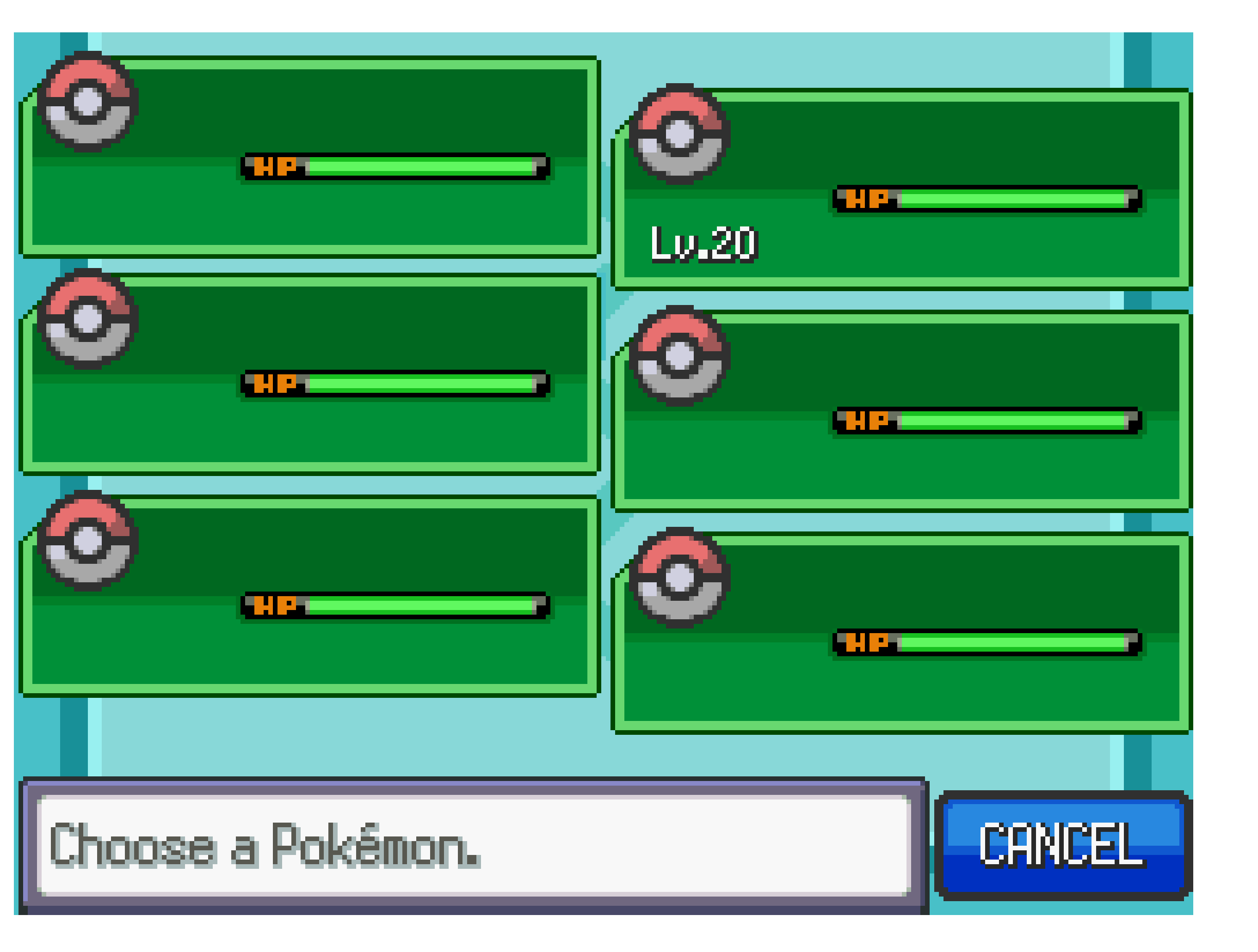 pokemon selecte screen