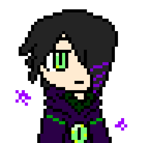 -it breaks, and this human just appears, a mess of tiny purple clouds appearing-