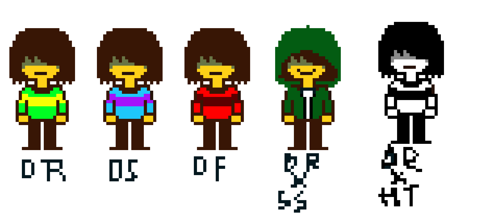 Frisk in the style of Kris + Battle sprite