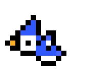 [6c1d77] Blue jay wing up pixel art