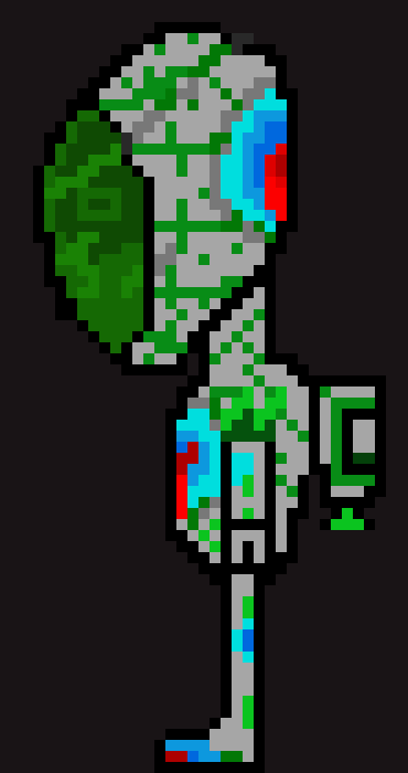 [19afb0] *Green starts to crawl towards a breached container of excess mineraldian fuel leaking out