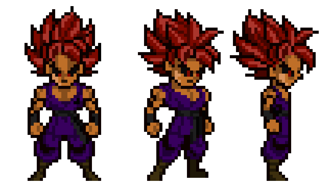 [6c26bc] Morzark the Earthling - DBZ OC USLW Turnaround Sprites (SSJ God Form)