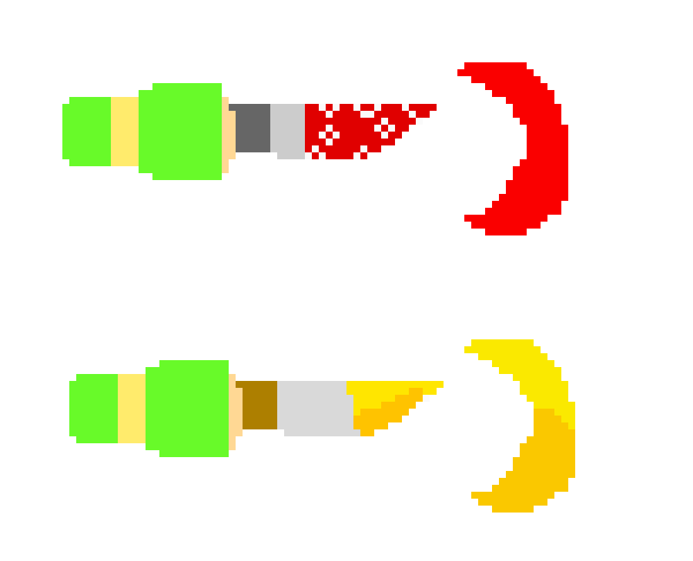 real knife and Legendary knife (made out of various metals)