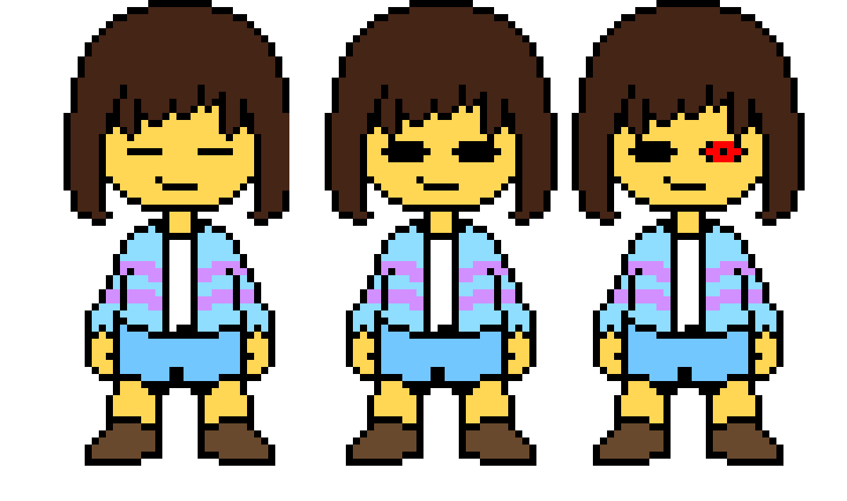 Entertale Frisk (Regular,  No Pupils,  And Bad Time Eye)