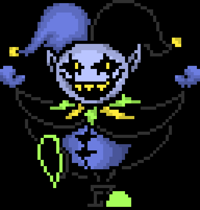 A simple Jevil head, except I finally finished the whole body, but now it looks weird