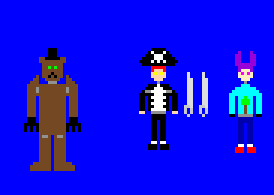 [315ab2] *The materials form into these guys and they are all fighting eachother* - Animatron-X {Fred, The Red Fox, Ban The Brawler, G.Fred}