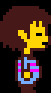 [df4002] (Frisk sticked to a wall to let the bullet get to the other side of the corridor.)
