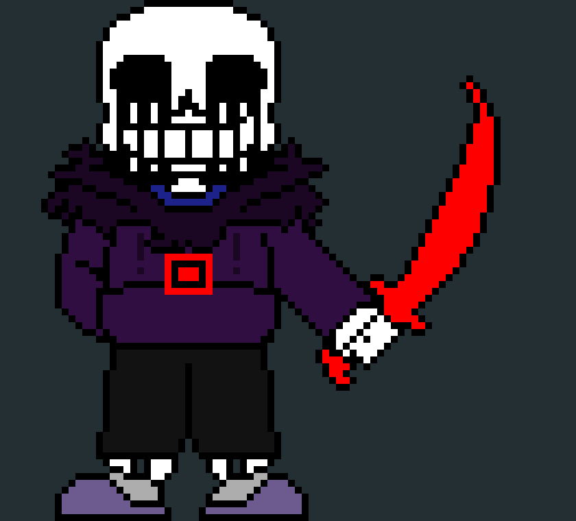 [d959ff] instead of a knife he has a sword