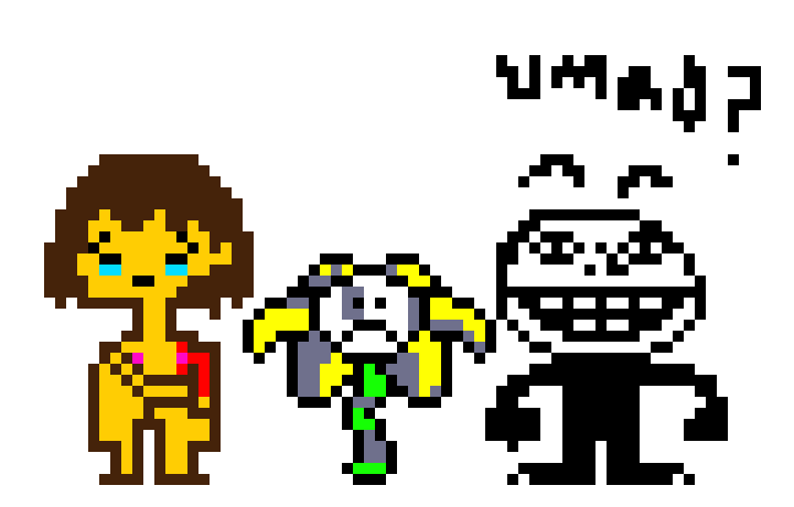 [76fd49] Underworld Frisk, Flowey, and Monster Kid
