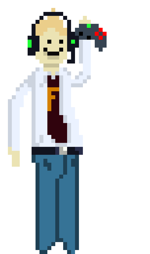 [9664c4] The happy guy gamer white with a F and a gamepad