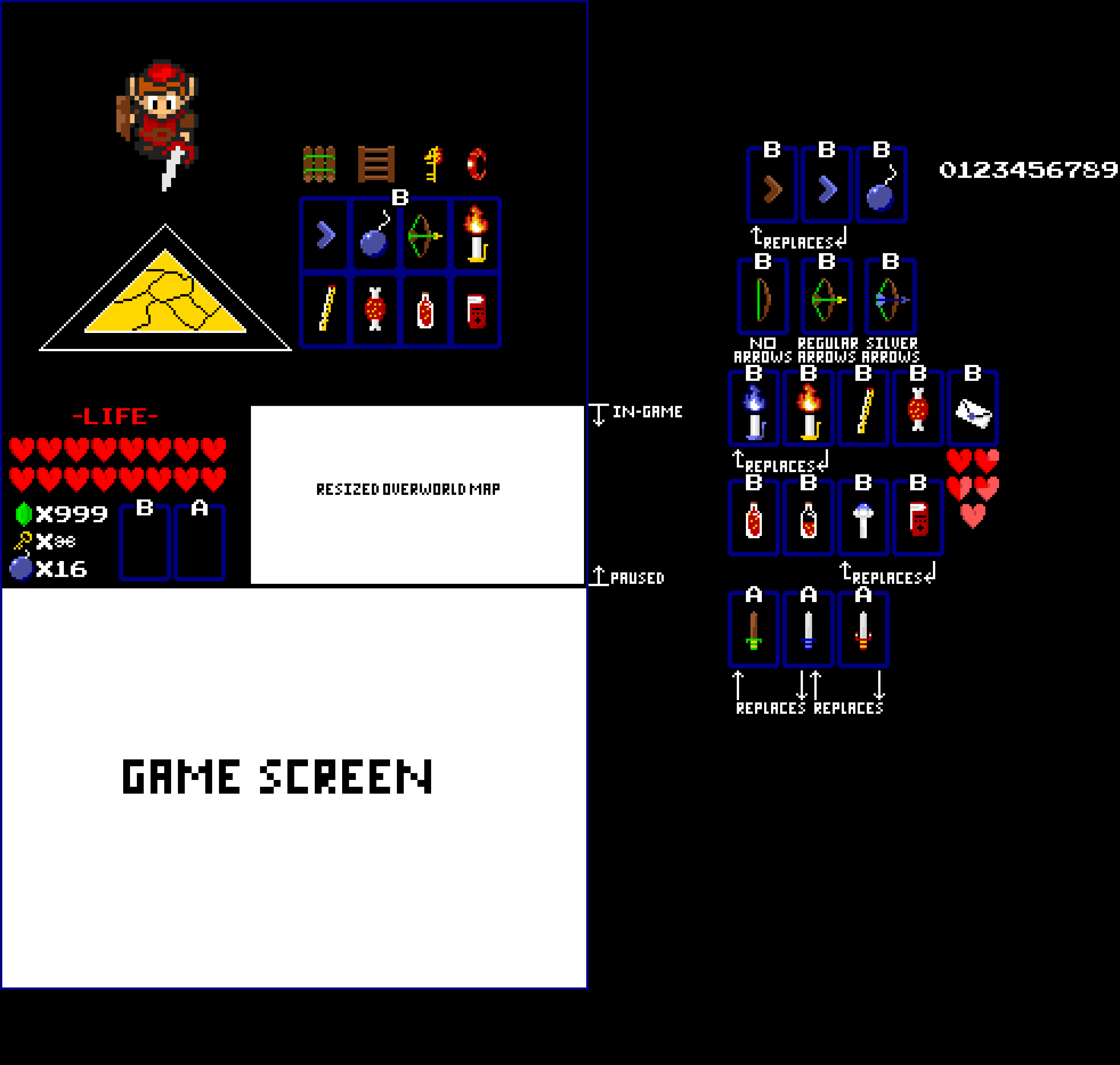 [2d33d5] Zelda 1 Items 16 bit