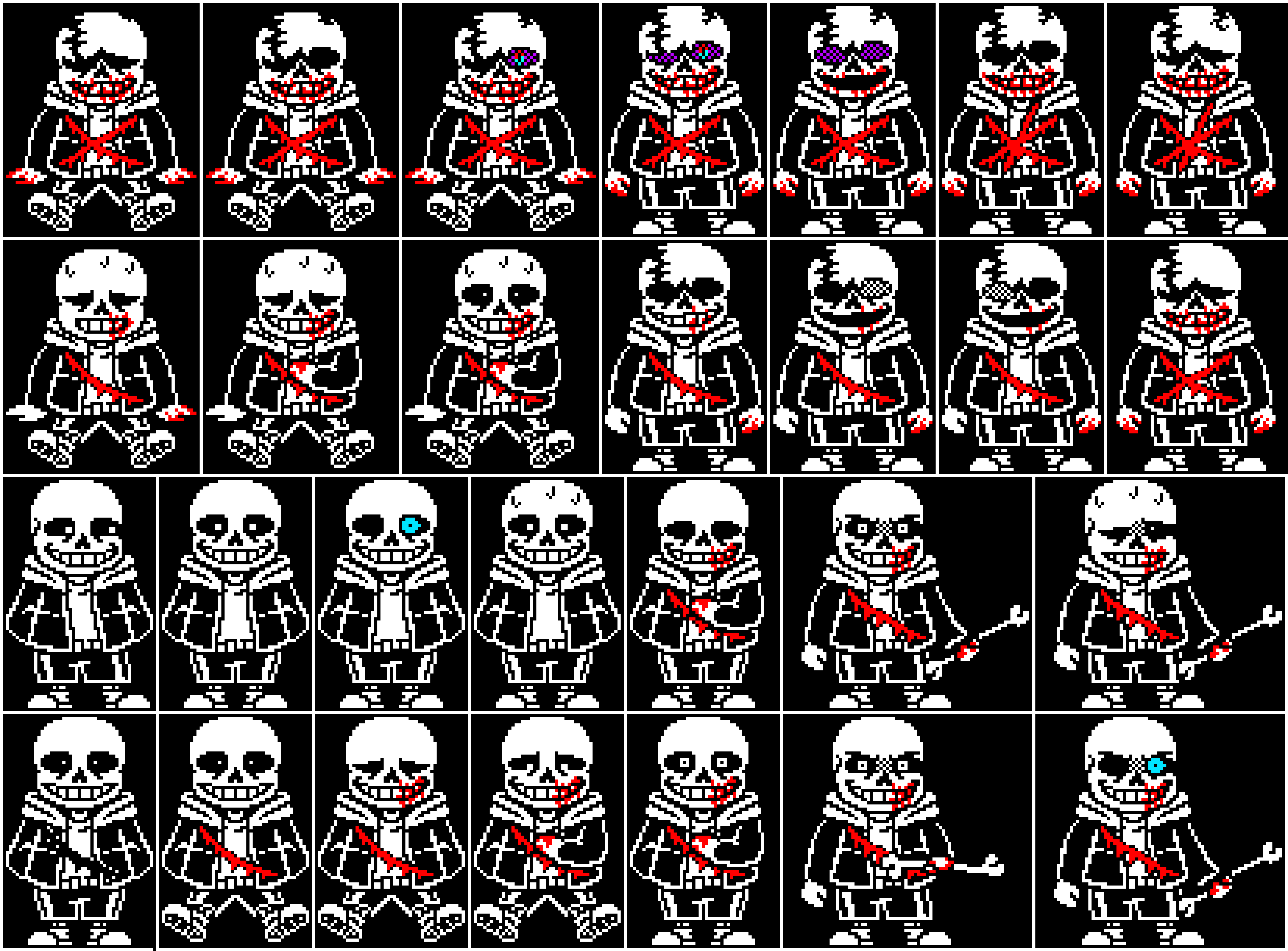 Undertale Last Breath Phase 4 , 3 , 2 , 1 from above to bottom - DST