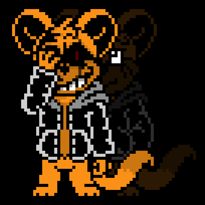 Tom and Jerry/Mousetale OC - Drew the Mousewolf Hybrid (Tom's Basement Style (Battle Sprite)) (V1.5) (Colored Version)