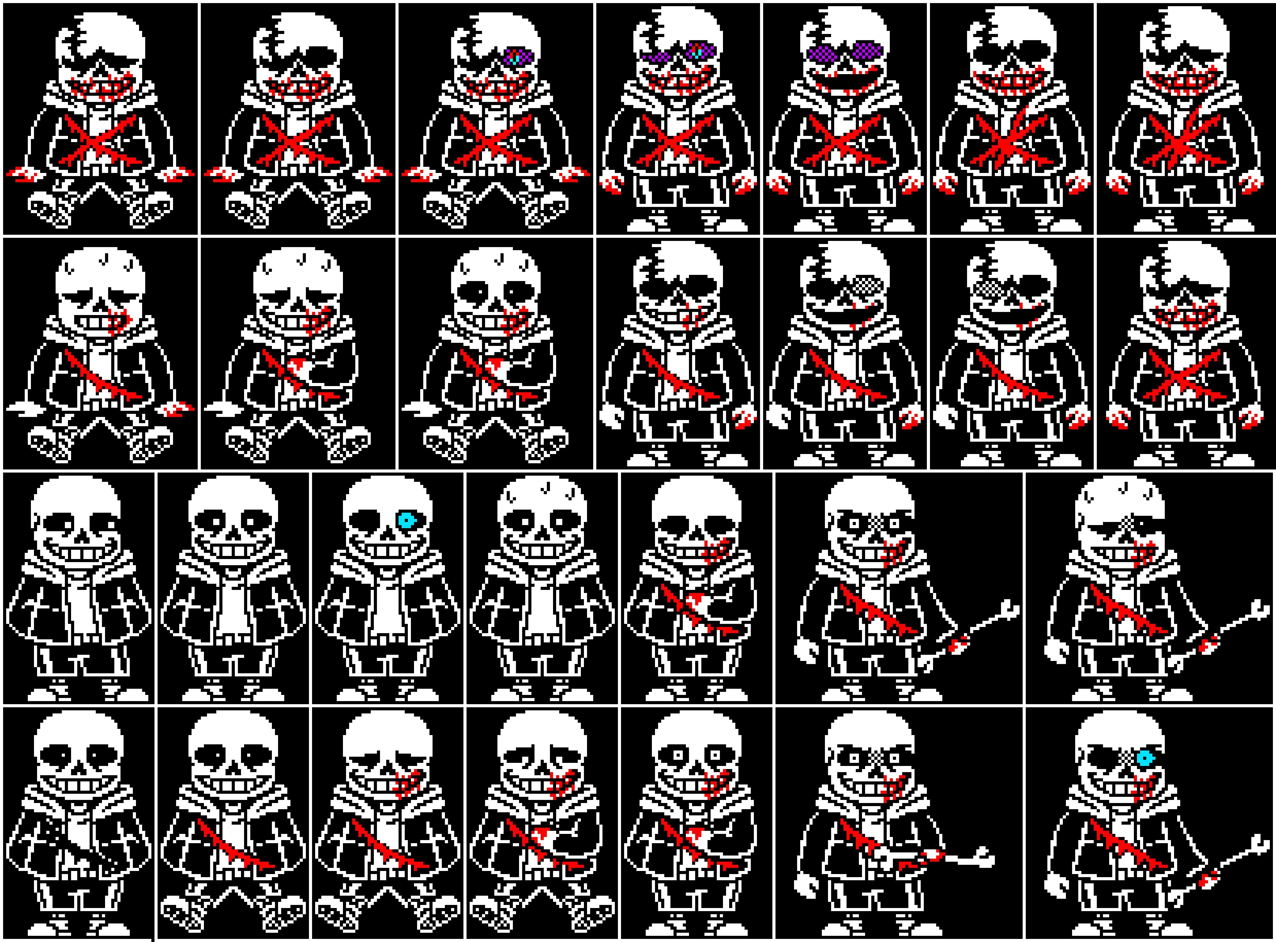 Undertale Last Breath Phase 4 , 3 , 2 , 1 from above to bottom - DST
