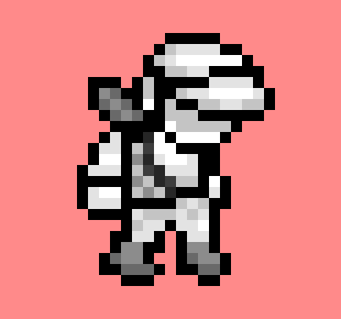 [77b851] - Walks out of his rock and looks around for people -