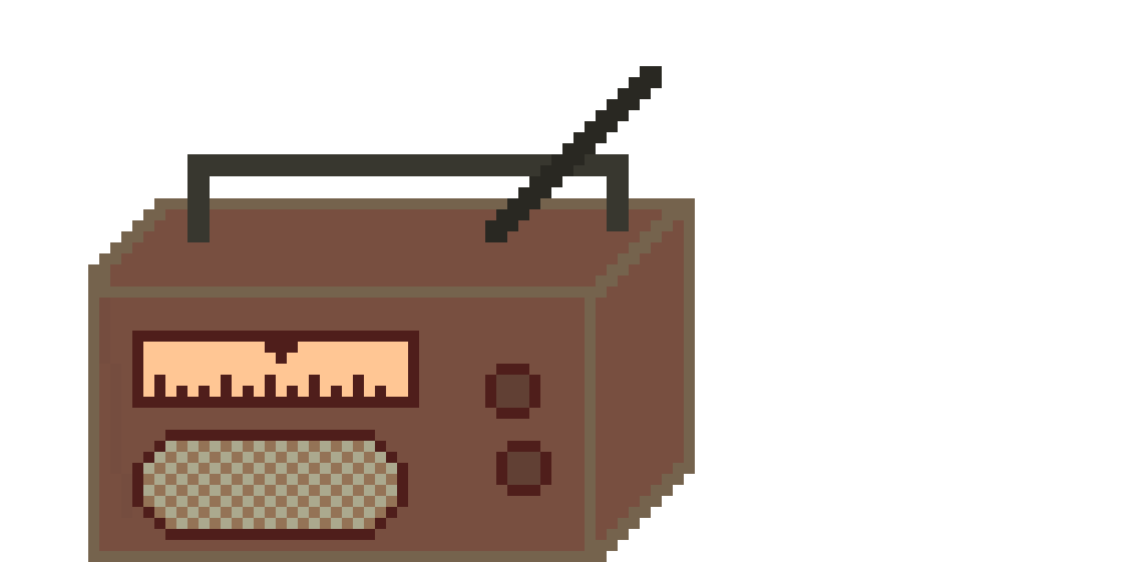 [7b7bce] -radio static comes out of a radio a few meters away-
