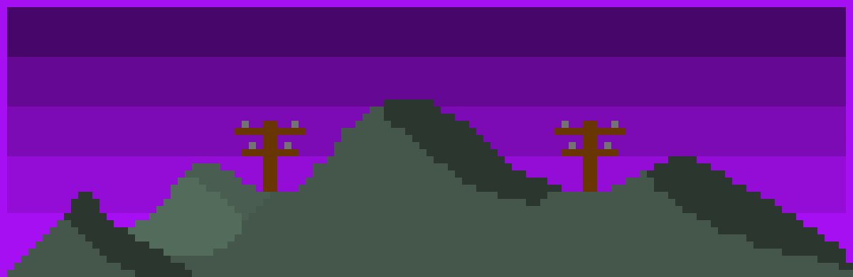 [aa9715] final pixel art of shadowy mountain with a purple gradient illuminating the night above