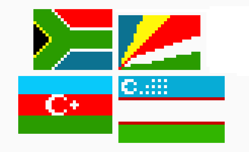[a585ea] ZA, SC, AZ, UZ Flags