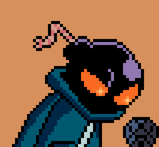 [4076f0] whitty's supposed to be a person who is hiding from a cult and in alleyways and stuff like that. People put him in a bunch crowds, and put him in public and always make him go ballistic, whitty never normally goes ballistic. He tries to hide it. like jeez...) -whitty (cleetus