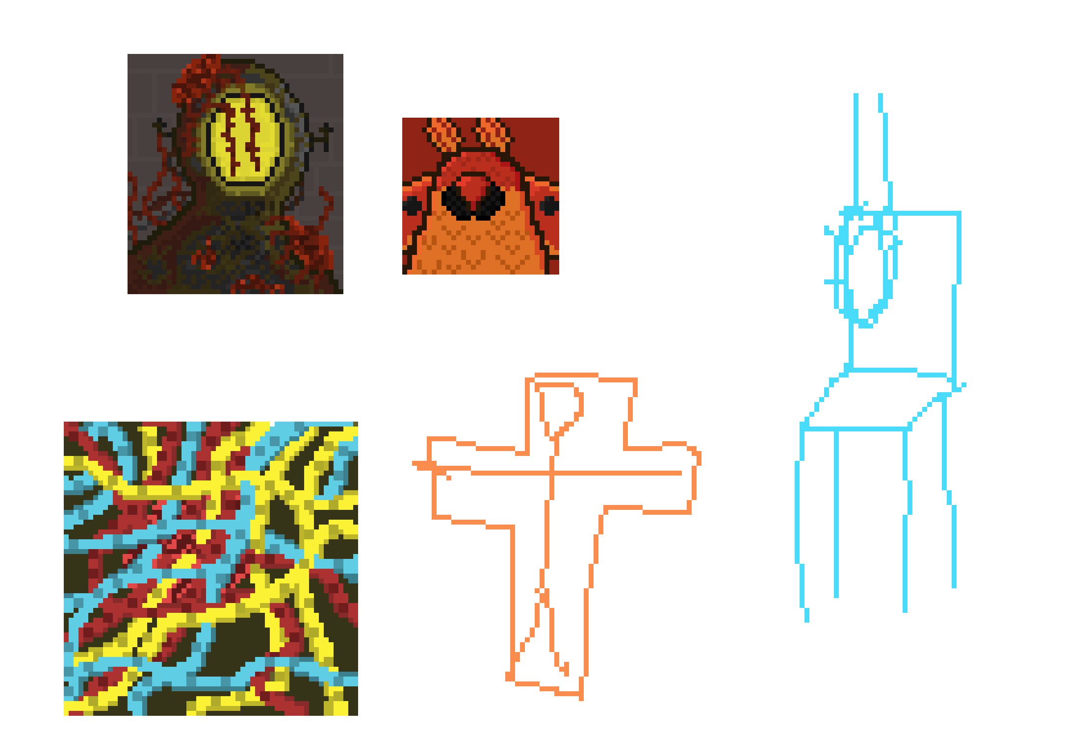 [8defd6] ok ima just send them at all once do any of these ring any bells? The cross and chair are recreations cuz i didnt save em but