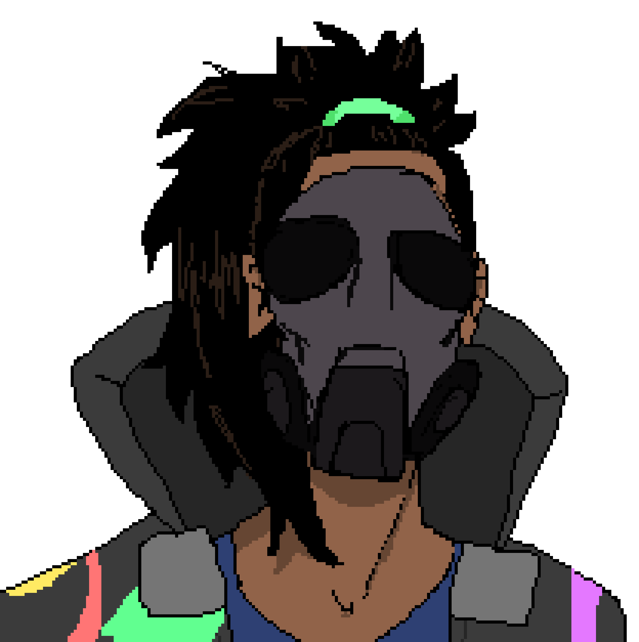 [c0b9c8] *a woman wearing a gas mask and an oversized jacket stands next to Luthor, but her feet are pointed towards the sky* "What do you want."