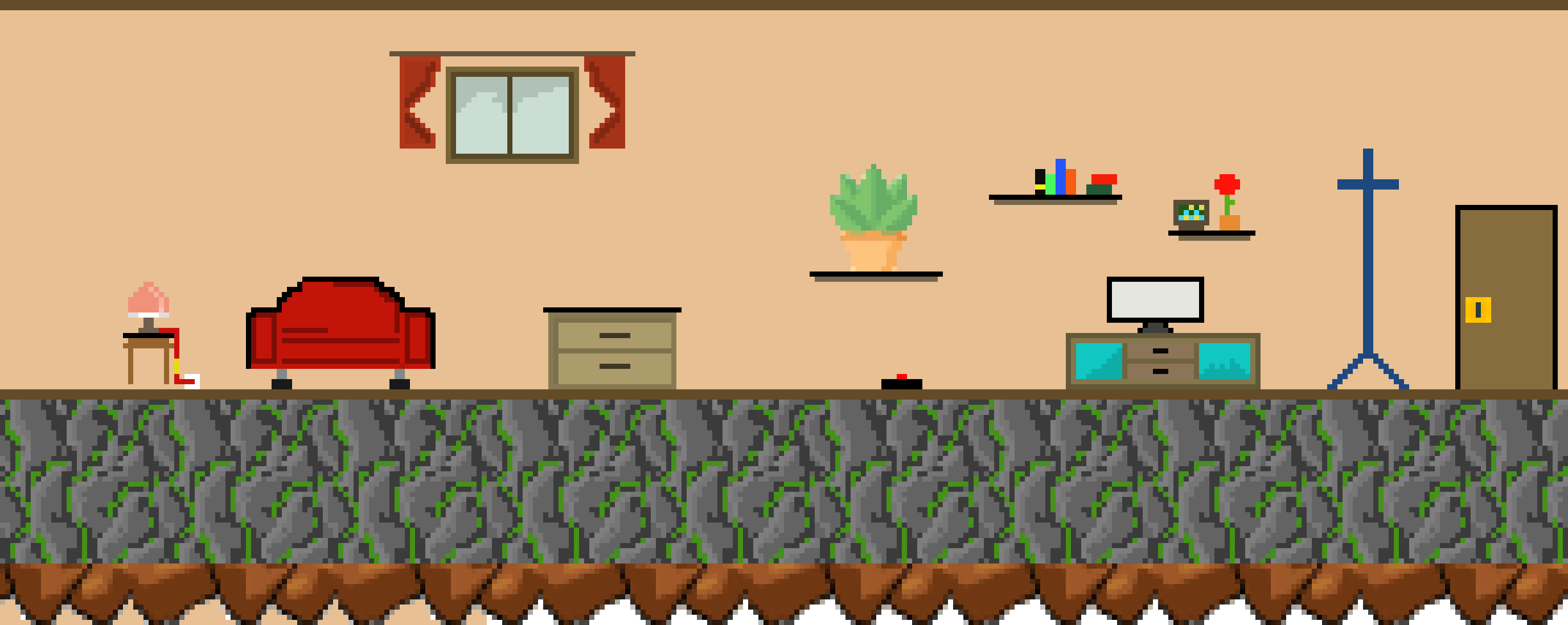 [61aa46] living room with ground
