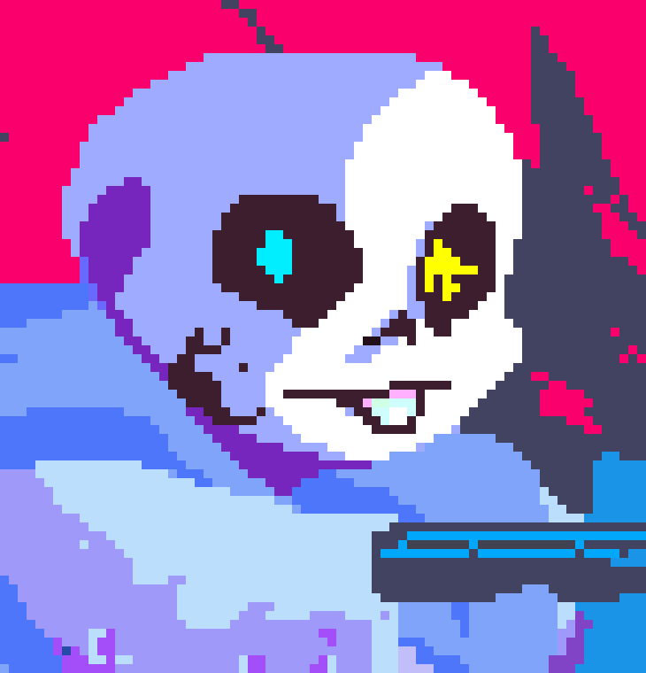 [f421bf] Ink Sans is a forgotten sans with no au that appeared in the doodle sphere, or the area where all AUs reside. He eventually becomes the self-proclaimed protector of all AUs after acquiring broomy, and he uses vials from fallen colors from creators to feel emotion
