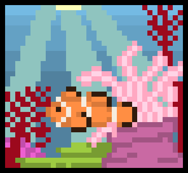 [f7c6cc] coral reef clownfish