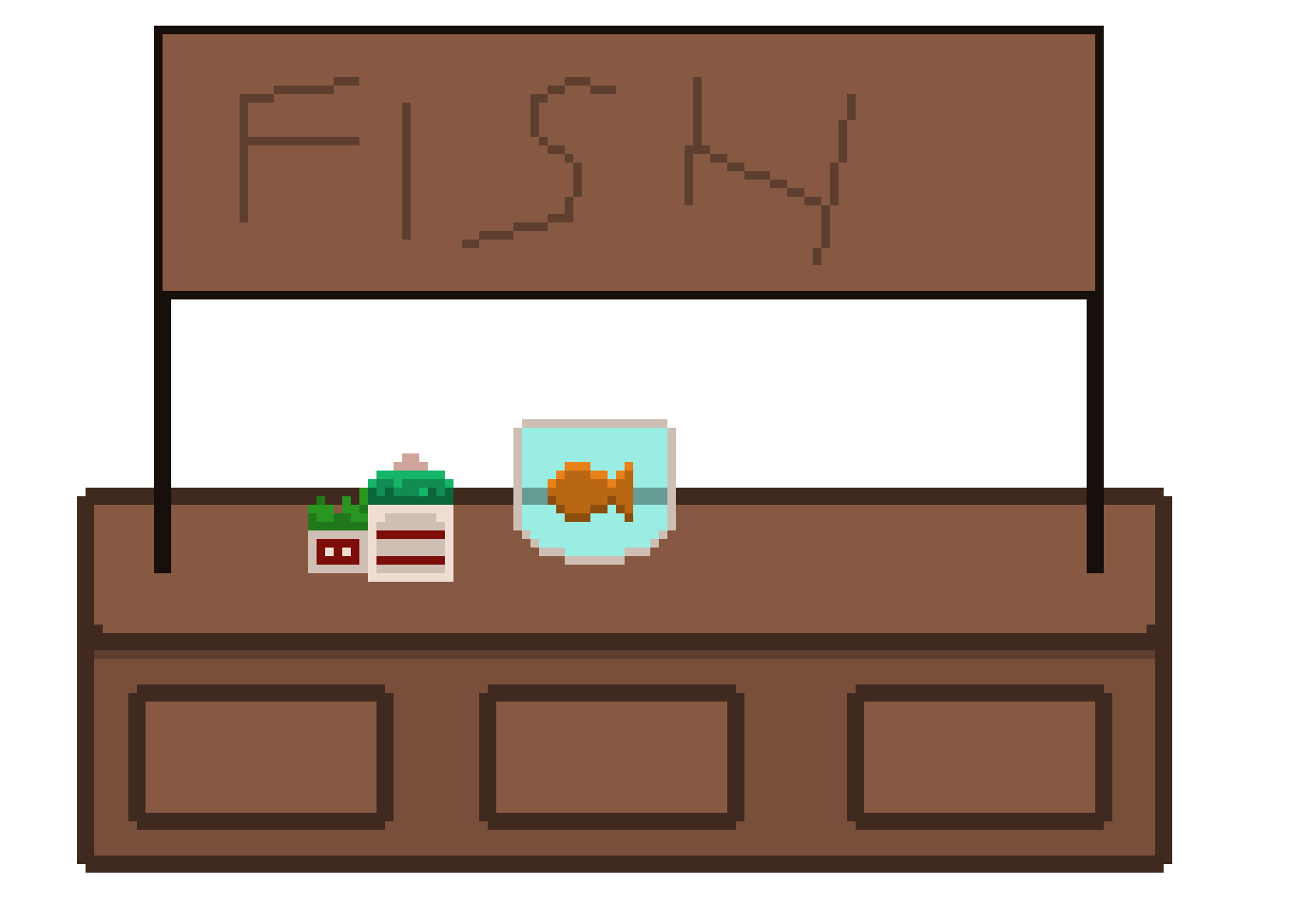 desk with sign