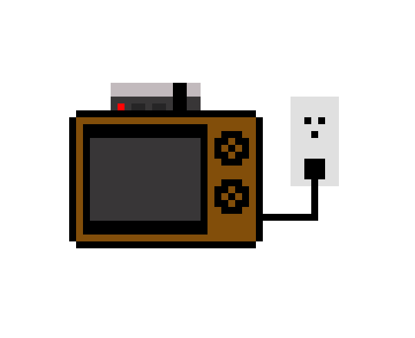 [9664c4] old tv w/nes pluggued in the wall of the nothing